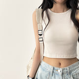 Lark cropped fine ribbed plain sleeveless top