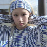 Stripe Waffle Head Band (blue/ivory)