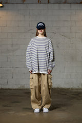 JERRY STRIPE OVERFIT LONG SLEEVE T-SHIRT / GRAY