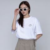 [UNISEX] Small Line Drawing Smile Short Sleeve T-Shirt