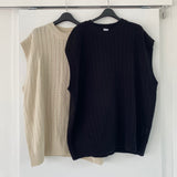 Punching knit round vest 2C
