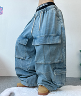 FRONT CARGO BALLOON DENIM PANTS💙🖤 - 2 COLORS