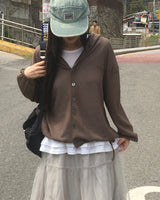 [MADE] フォール オン ストリングシースルーフーデッドカーディガン