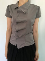 Unbalanced draping blouse (2color)
