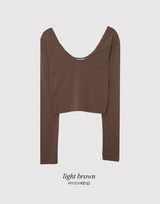 Modal Soft U-neck Crop Long Sleeve T-shirt (3color)