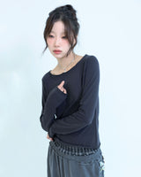 ステッチTシャツ - ダークチャコール