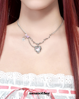 Aurora Heart Ribbon Necklace