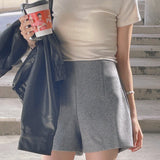 Twosome wool high-waist mini shorts