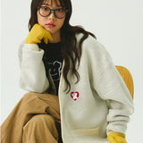 [UNISEX] Bear Red Heart Embroidered Knit Cardigan