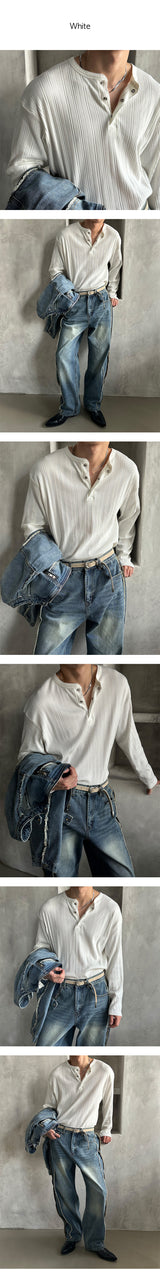 [F/W] Golgi button henry neck long sleeves (4color)