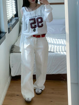 Fine X Strap Two-way Button Wide Long Pants