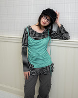 Stripe Ruffle Hem Layer Top