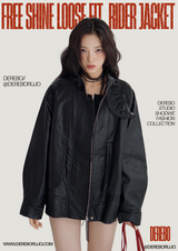 Free Shine Loose Fit Leather Rider Jacket