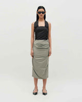 Draped Long Skirt _ BLACK