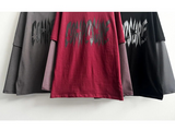 チェミン ストライプ カラーマッチ レイヤード フーディー ロングスリーブTシャツ