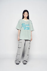 25SS STRIPE LOGO PRINT SHORT SLEEVE T-SHIRT GREEN