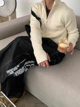 Rib Line Muscle Fit Zip-Up Knit