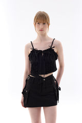  UNBALANCE CAGO SKIRT PANTS / BLACK