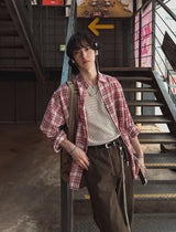 アフターワイドチェックシャツ