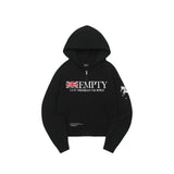 EMPTY グラフィックエンブロイダードクロップジップアップフーディ - ブラック