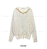 Via See-through Knit Hood Zip-up