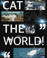 Cat Save The World Pixel art hoodie (Gray, Black)