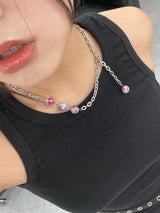 Red Wet Ball Chain Necklace