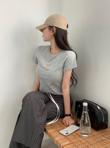 [BELLIDE MADE] Daily Label Semi-Cropped Short-Sleeved T-Shirt