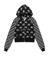 W RAGLAN STAR ZIP UP HOODIE BLACK(CV2FFFM482A)