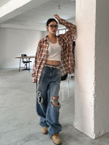 Everyday See-through Overfit Check Shirt