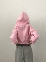 [FLEECE]クリスタルドットクロップドフードジップアップ