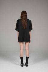 Oversized Pleated Logo Tee