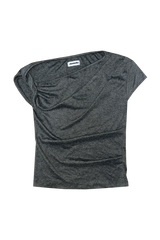 ドレープドツイストリボンTシャツ (CHARCOAL)