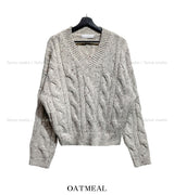 Lenny Cable Crop V-Neck Knit