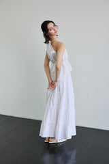 PEARL HALTERNECK TOP / WHITE
