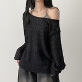 Slim Fit Off-Shoulder Bookle See-Through Knitwear (4 colors)