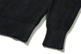 Pigment Washed Henley Neck Knit (BLACK)