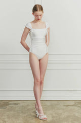 DEW COWL SWIMSUIT white
