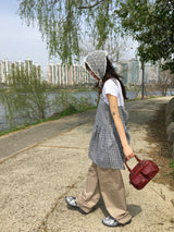 プレイド バックストラップ ワンピース (2color)