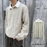 Popping collar knit (Beige)