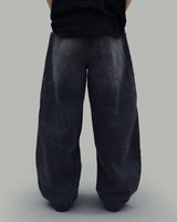 Low curve cargo denim jeans (Black)