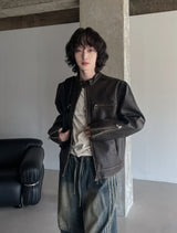 Bleed Washed Leather Biker Jacket