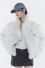LUNA BELTED SHEARLING JACKET cream