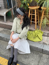 [prts made] Relaxed-Fit Washed Shirts (pale olive)