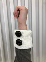 グレーフリルミックスニットトップス