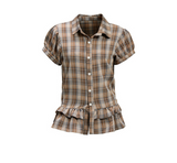 Avina Plaid Peplum Blouse
