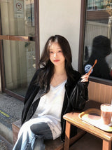 #Elegant Overfit Suede Zip-up Blouson (2color)