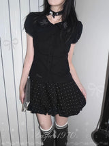 Black Puff Sleeve Blouse