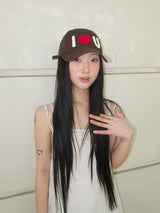 I ♡ U Crochet Cap-Brown
