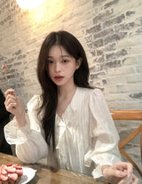 AD Strap Pintuck Frill Ruffle Blouse (3color)